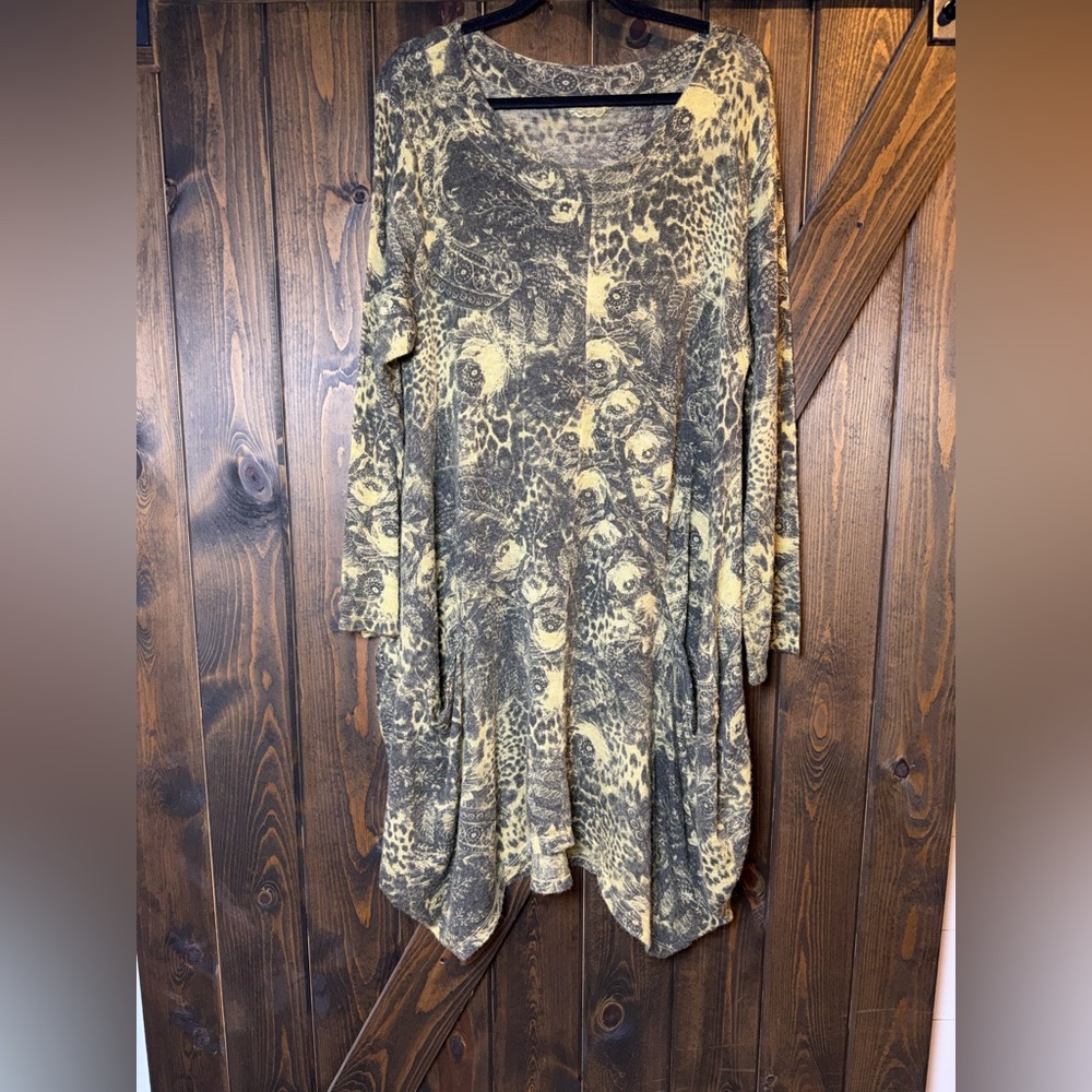Unbranded Made In Italy Leopard Animal Print Midi Dress Tunic